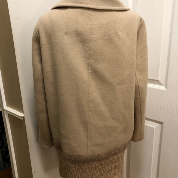 Hanii Y Wool Designer Double Breasted Pea Trench Coat Tan 42 L - Picture 5 of 11